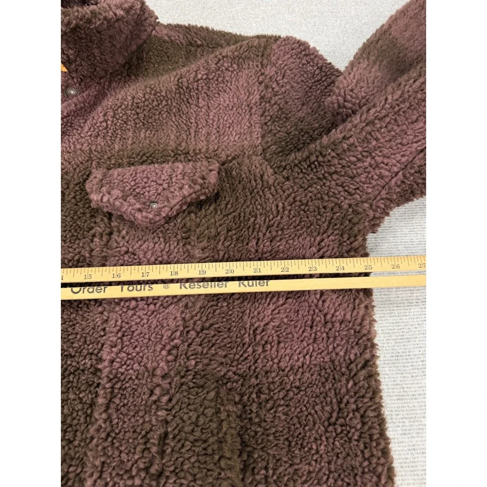 Levis Vintage Fit Sherpa Trucker Jacket Mens Large Purple Brown Plaid Fleece